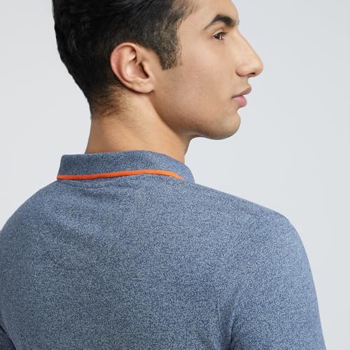 Image of Park Avenue Men's Cotton Polyester Blend Solid Pattern Slim Fit Rib Collar Polo Neck Half Sleeve Casual T-Shirt