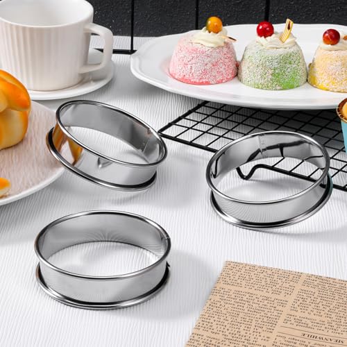 SHENLIU 24 Pack 4 Inch English Muffin Rings, Stainless Steel Nonstick Metal Round Crumpet Rings Silver Double Rolled Tart Ring Molds for Cookie Cooking Baking by SHENLIU - Image 6