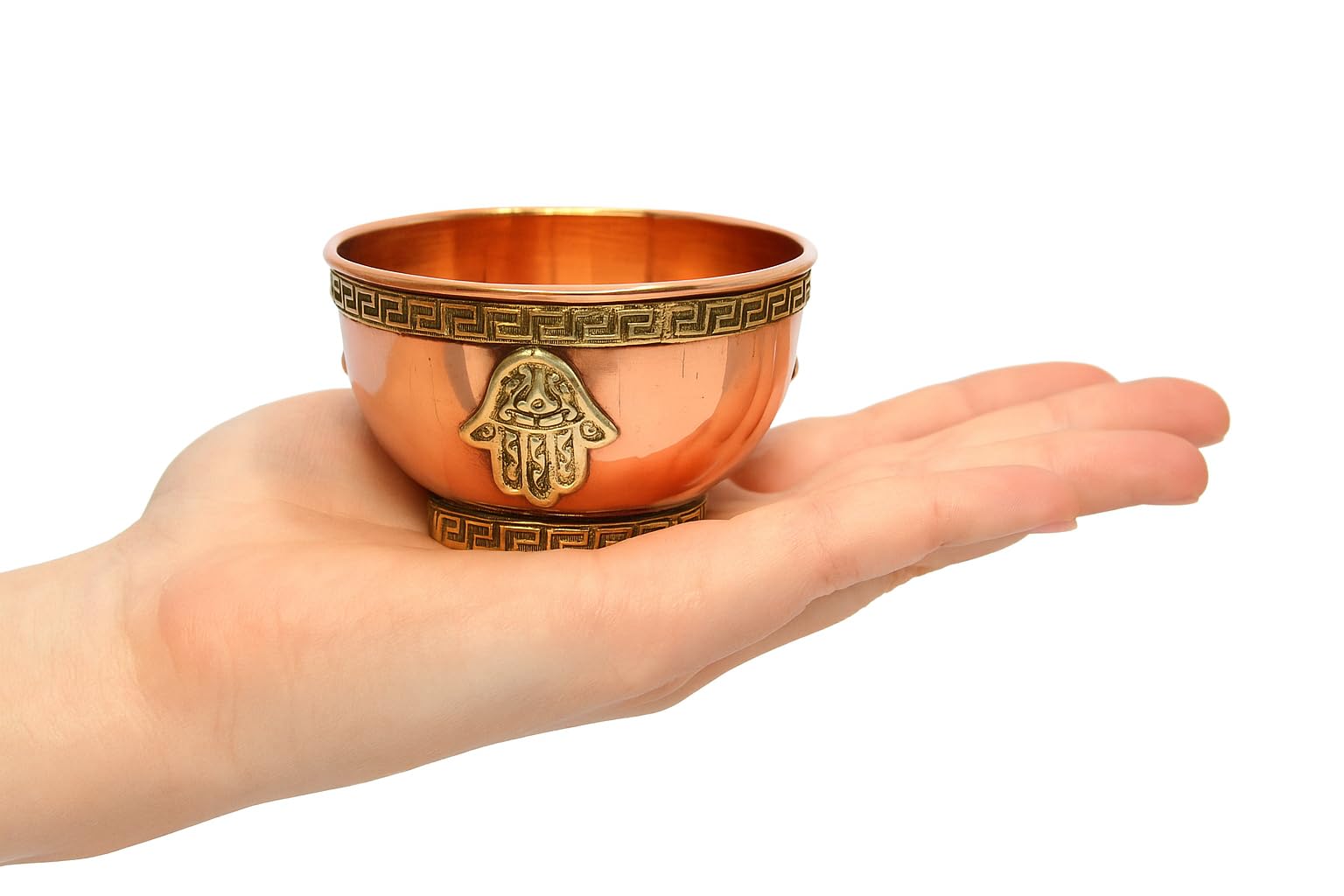 eSplanade 3-inch Copper Offering Altar Bowl with Compassion Design, Hand - Image 3