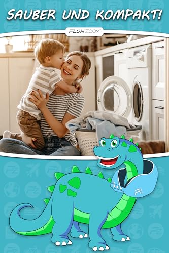 FLOWZOOM Nackenkissen für Kinder ab 6 Jahre - einstellbares Memory Foam Kinder-Nackenhörnchen mit weichem, atmungsaktivem & waschbarem Bezug - inkl. Tranportbeutel - Blau, Größe M (ab 6 J.)