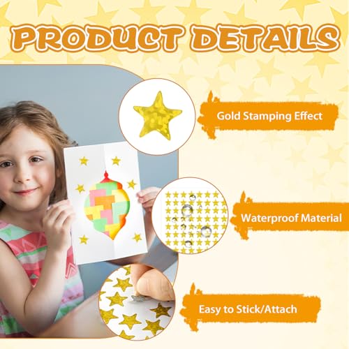 20 Stück Blätter Stern Aufkleber, Goldene Sterne Aufkleber Sternenaufkleber Stern belohnungsaufkleber Selbstklebende Goldene Sternaufkleber Fünf Punkte Belohnungssticker für Kinder Belohnung Schüler