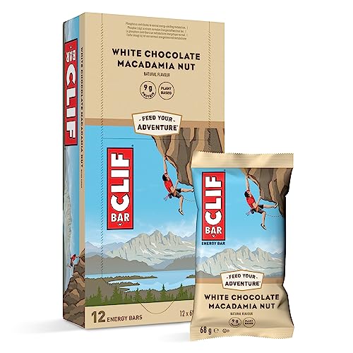 CLIF BAR | Barritas energéticas - Barritas Proteína | White Chocolate Macadamia Nut | Proteína Vegetal | 12 x 68 g