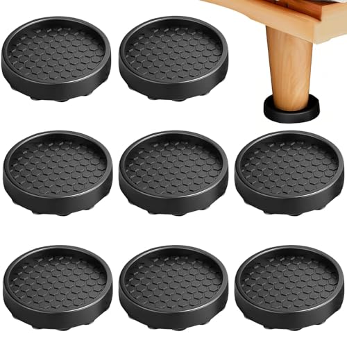 MUNTE 8 Pièces Patins pour Meubles, Patin Antiderapant en Silicone, Protège Pied de Chaise Couleur Noire, Diamètre Intérieur 5 cm, Adapté pour Les Lits, Canapés et Armoires