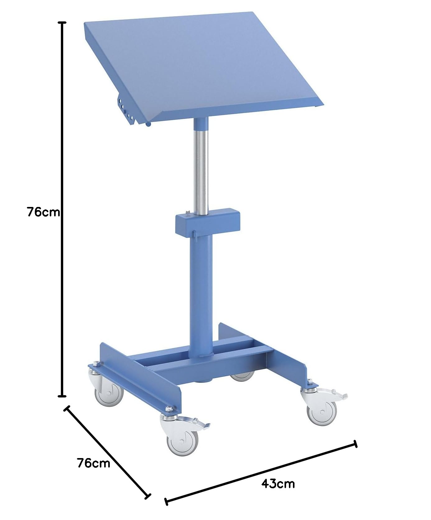 eurokraft | Materialständer | Tragfähigkeit 150 kg | fahrbar | Höhenverstellung ohne Last mit pneumatischer Fallbremse | Höhenverstellbereich 720-1070 mm