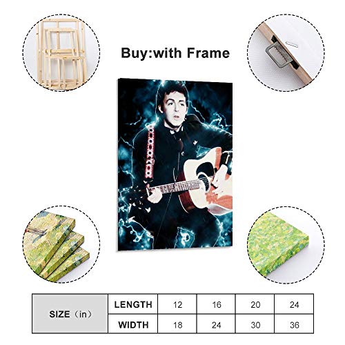 ASDYO Paul McCartney Poster sur toile du groupe de rock The Beatles jouant de la guitare 50 x 75 cm - Les Beatles, Paul McCartney, John Lennon, RIngo Starr, George Harrison ASDYO Paul McCartney Poster sur toile du groupe de rock The Beatles jouant de la guitare 50 x 75 cm – Image 3