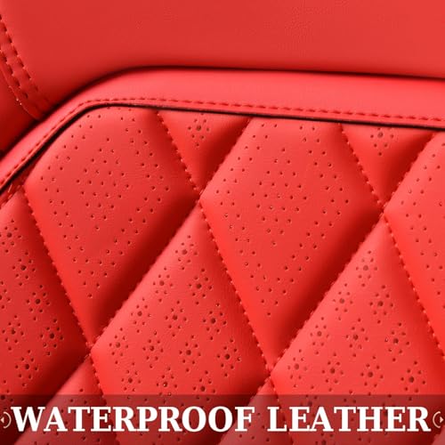 Image of Coverado Leather Seat Covers, Car Seat Cover Front Seats, Waterproof Seat Covers, Luxury Faux Leather Car Seat Protectors, Red Car Seat Cover, Automotive Seat Covers Universal Fit for Most Cars