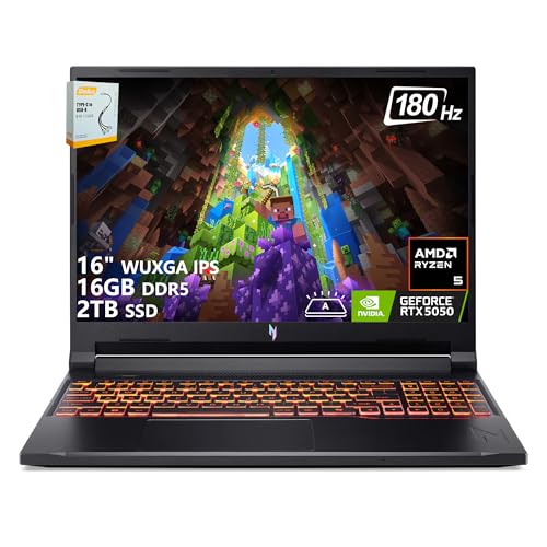 Image of acer Nitro V 16 AI Gaming Laptop | 16 inch WUXGA IPS 180Hz | AMD Hexa-Core Ryzen 5 240 | 16GB DDR5 2TB SSD | GeForce RTX 5050 8GB DLSS4 (Up to 440 AI Tops) | Backlit Keyboard Win11 w /DLCA Accessory