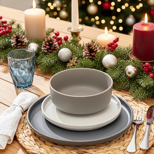 SÄNGER Leeds | Kombiservice 20 teilig, Steingut Geschirr 4 Personen, 4x Speiseteller 4x Dessertteller 4x Schalen 4x Pastateller 4x Kaffeebecher, Teller Set bunt | VALUE COLLECTION