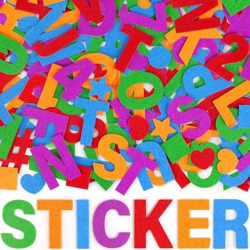 Felt Letters 225PCS Felt Letter Stickers Large 2 Inch Alphabet Stickers Self Adhesive Colorful Letter and Number Sticker Felt Fabric Letters for DIY Crafts Art Supplies Bulletin Board Classroom Decor