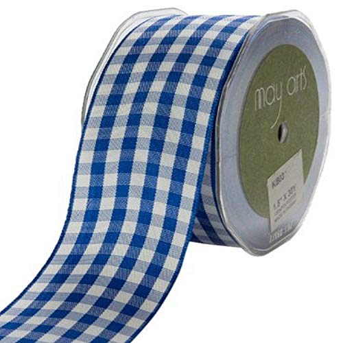 May Arts 1-1/2-Inch Wide Ribbon, Royal Blue Check