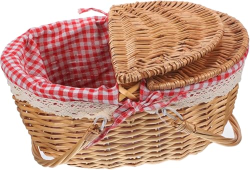 Cesta de mimbre para picnic, almacenamiento compacto y versátil, forro interior protector, diseño resistente apilable, construcción que ahorra espacio, organización del hogar, organizador de