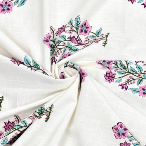 Image of BLOCKS OF INDIA Hand Block Printed Cotton Linen Daylight Door Curtain (Style 7, Door 7 FEET)