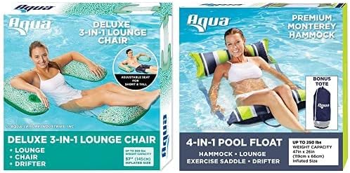 Aqua Leisure Mosaic - Flotador de silla de piscina 3 en 1 y hamaca Monterey 4 en 1 de alta calidad de resort y hamaca de agua con bolsa adicional,