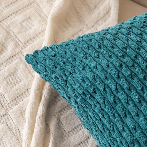 Set of 4 Teal Decorative Throw Pillow Covers 18x18 Inch Corduroy Pillow Covers for Bed Couch Sofa Living Room Soft Square Cushion Cases