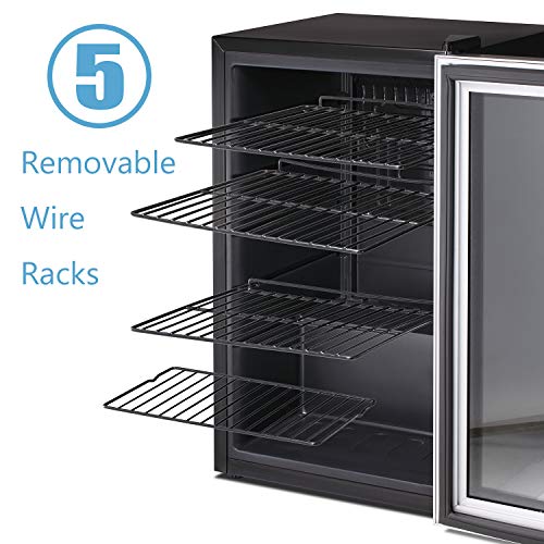 Antarctic Star Beverage Refrigerator Cooler-85 Can Mini Fridge Glass Door For Soda Beer Wine Stainless Steel Glass Door Small Drink Dispenser Machine Digital Display For Home, Office Bar,2.3Cu.ft #TOP3