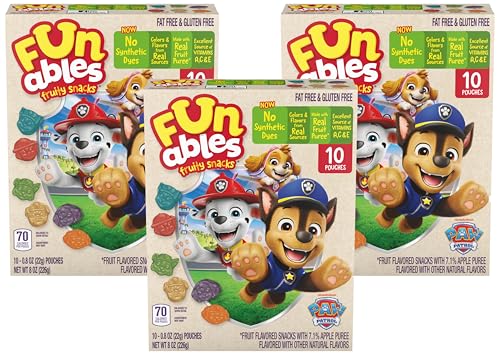 Image of Funables Fruity Snacks, PAW Patrol, Assorted Fruit, Flavored Snacks, 0.8 oz 10 ct (Pack of 3)