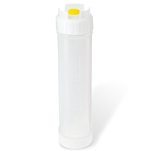 San Jamar Ez Kleen - Botella de plástico para salsa con válvula mediana para salsas y aderezos estándar, 24 onzas, color blanco, (paquete de 6)