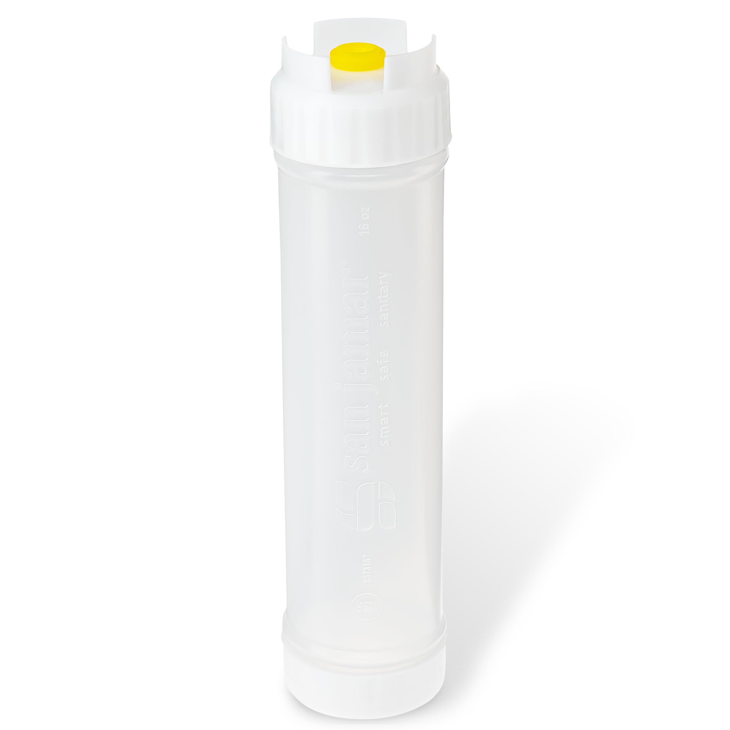 Bouteilles de sauce en plastique San Jamar EZ KLEEN avec valve, lot de 6 flacons blancs 680g