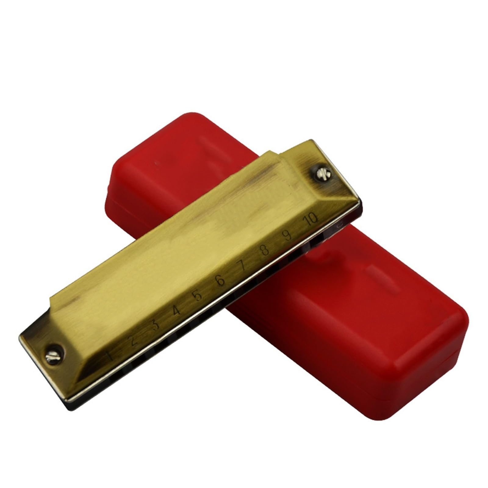Mundharmonikas 10-Loch-Mundharmonika-Anfänger, Die Musikinstrumente Spielen (Color : Gold)