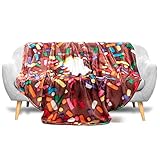 Donut Blanket, Soft Round Chocolate Donut Throw Blanket 60 inches in Diameter for Kids. Fun Gifts fo