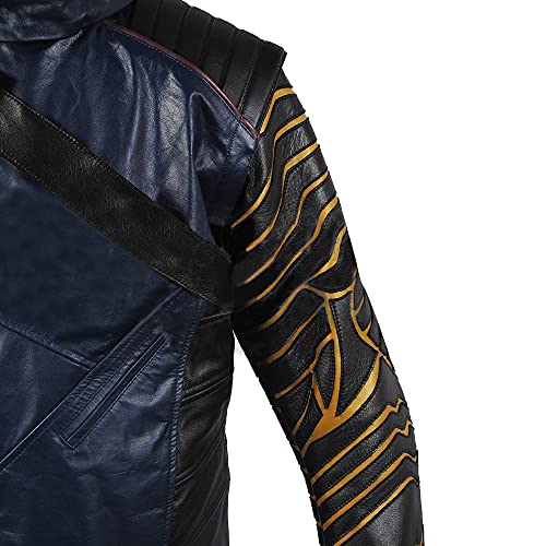 Mens The Falcon and The Winter Soldier War Bucky Barnes Cosplay Blue Biker Faux Leather Jacket4