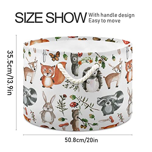 Image of senya Storage Bin Basket Large Foldable Clothes Bag Round Collapsible Fabric Laundry Hamper Folding Washing Bin Woodland