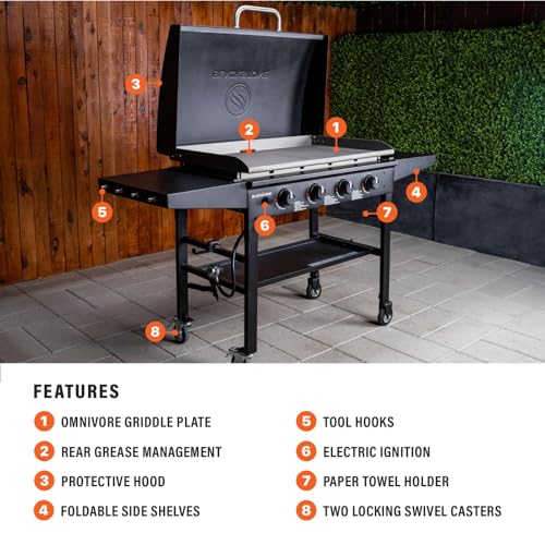 Blackstone 36 Inch Gas Griddle with Hood Cooking Station 4 Burner Flat Top Gas Grill Propane Fuelled Restaurant Grade Professional 36” Outdoor Griddle Station with Side Shelf - image 2