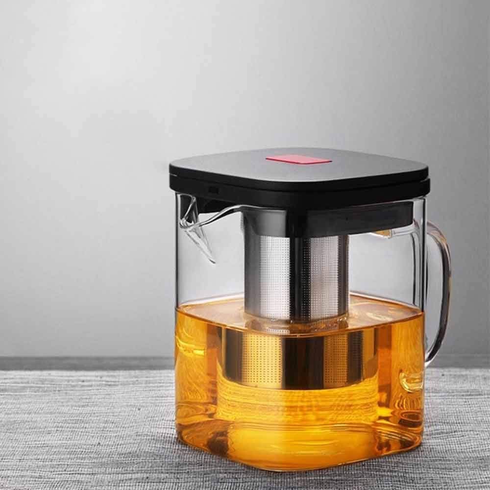 Teteras de Vidrio Tetera Tetera Cuadrada de Vidrio Transparente con infusor de Acero Inoxidable Colador de té Calor Juego de Tetera Teteras de Vidrio Teteras