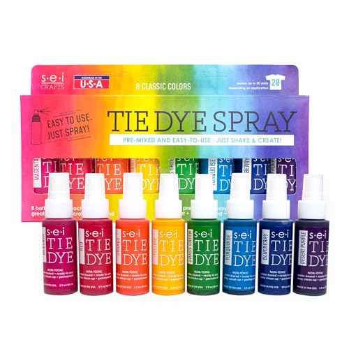 S.E.I. Classic Tie Dye Kit, Fabric Dye Spray Set, Easy Clean Up, Easy Application, Spray Tie Dye Kit - 8 Pack of Colors