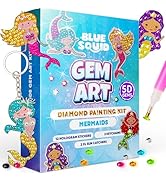 Blue Squid Diamond Art Kits for Kids – Fun & Easy DIY 5D Gem Art Gift Set for Keychains, Stickers...