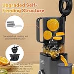 Cold Press Juicer, Slow Juicer Machine Easy to Clean, Self-Feeding Masticating Juicer with Large Feed Chute for Whole Fruits and Vegetables, High Juice Yield, Gray - Image 3