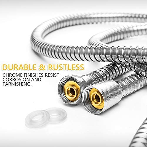 Gonioa Shower Hose Extra Long 118 Inches Chrome Shower Head Hose or Faucet Extension Tubes, Handheld Shower Hose Pipe for Bathroom Shower Sprayer Hose Replacement with Brass Insert - Thumbnail 3