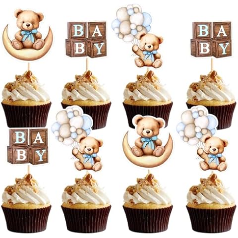 Blumomon 36Pcs Glitter Bear Cupcake Toppers Cover