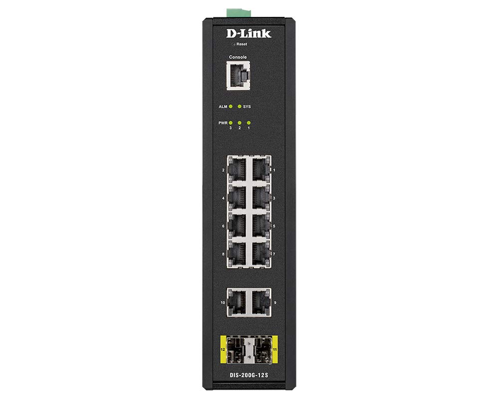 D-Link DIS-200G-12S Switch Manageable Smart L2 Industriel 12 Ports - 10 Ports Gigabit + 2 Ports SFP - Format Rail-DIN