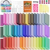 Polymer Clay Starter Kit -51 Colors, CiaraQ Oven Baking Modeling Clay Set with Sculpting Tools, Accessories, and Storage Box. Great for Crafts. (Assorted Colors)