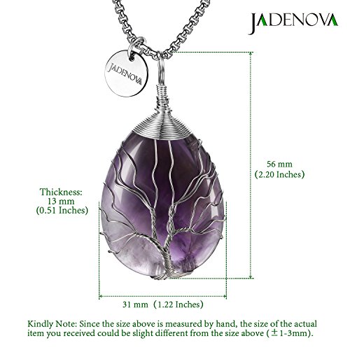 JADENOVA Healing Crystal Necklace for Women Tree of Family Pendant Family Tree Wire Wrapped Jewelry Energy Healing Teardrop pendant (24 Inches Stainless Steel Chain)4