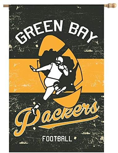 Team Sports America 13L3811VINTB Green Bay Packers Nfl Vintage Linen House Flag - 28"W X 44"H Indoor Outdoor Double Sided Decor Flag For Football Fans cover