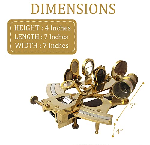 Vintage Ship History Sextant With Hardwood Box Antique Marine Collectible, 6 Inch, Brass #TOP2