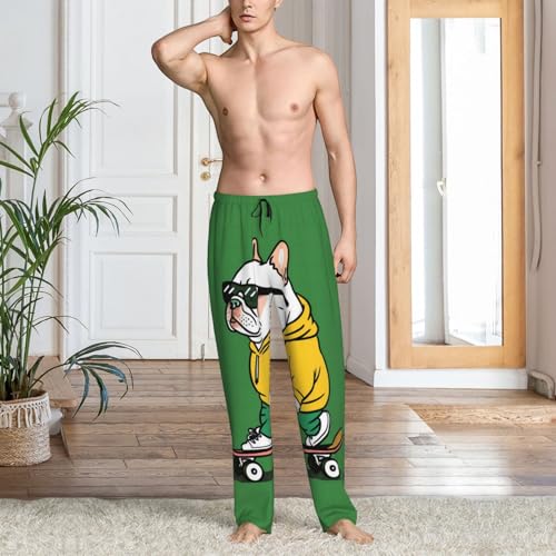 Vosery Mens Pajama Pants Bottoms With Pockets- Cool Skateboarding Bulldog Soft Men Lounge Pants, Comfy Mens Pj Pants2