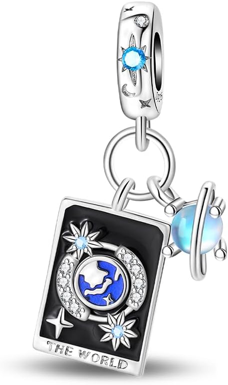 925 Sterling Silver Charms for Bracelets Necklaces 5A Cubic Zirconia Tarot Cards Dangle Pendant,Charms Beads Gifts for Women