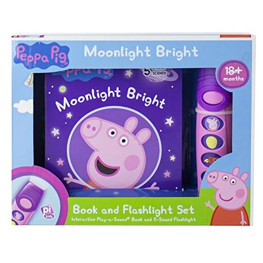 Peppa Pig - Moonlight Bright Sound Book and Sound Flashlight Toy Set - PI Kids (Play-A-Sound)