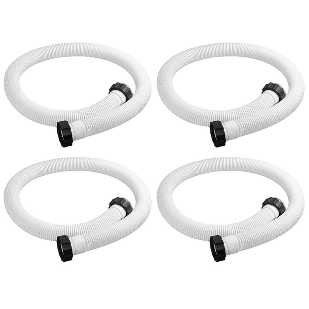 Lot de 4 tuyaux de Pompe de Piscine de 3,8 cm de diamètre pour Pompes filtrantes pour Intex, Tuyau de Piscine de 150 cm et écrous pour piscines Hors Sol pour Intex et piscines à parois Souples