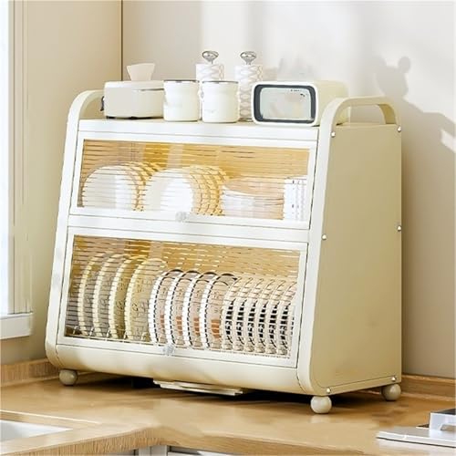 Genérico Escurreplatos Blanco con escurridor y Puerta abatible - Mueble Compacto de Cocina para Platos, Cuencos, Botellas y Tazas - Elegante aparador (52 cm)