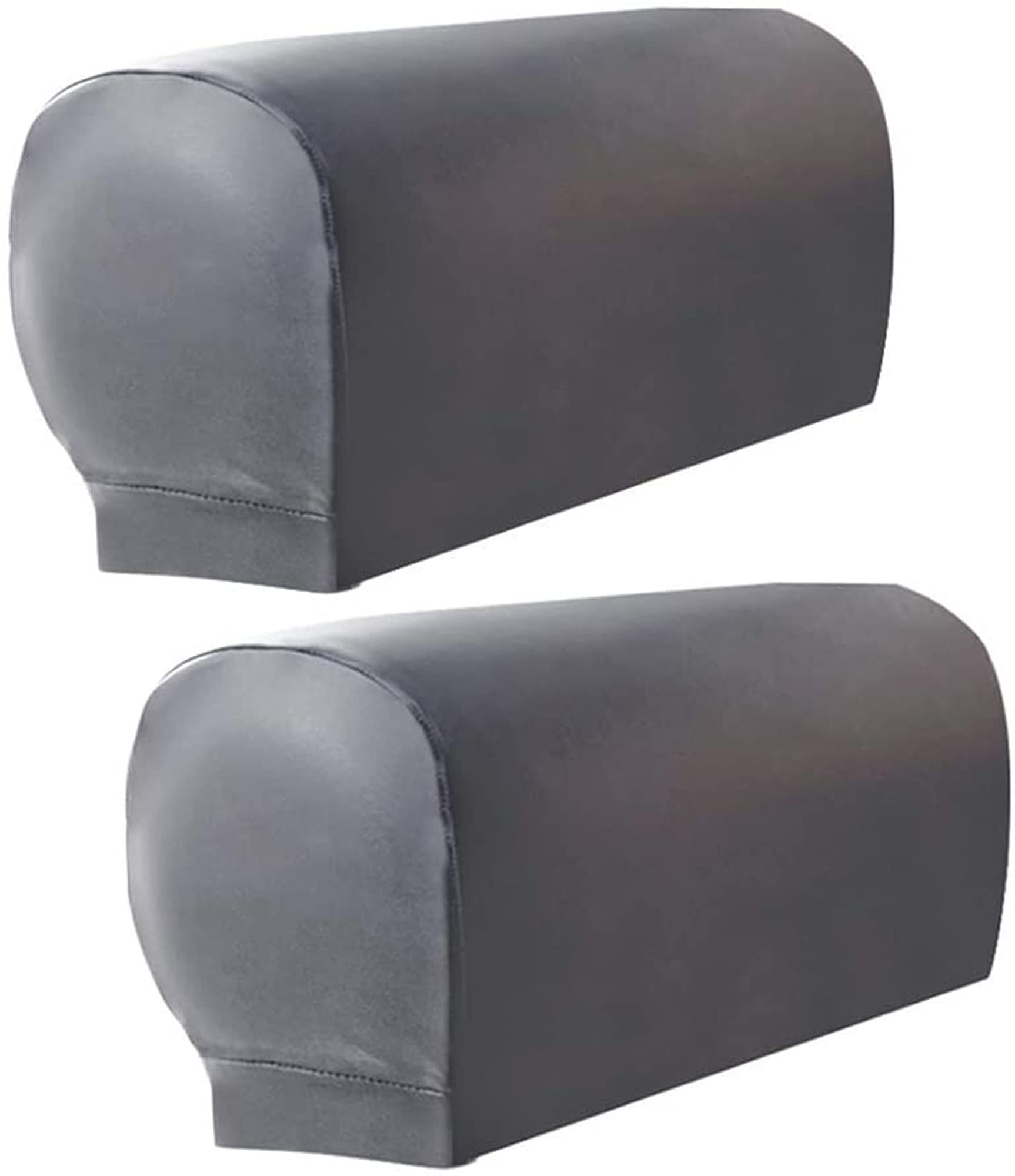 Hruile PU Leather Sofa Armrest Covers Couch Stretchy Protectors Chair Slipcover Waterproof Arm Caps Slipcovers Non-Slip Armchair Furniture Home,Set of 2,Grey