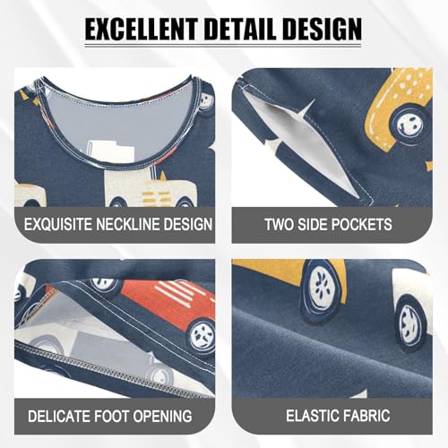 senya Short Sleeve Pajamas Sets Summer Cotton Sleepwear White Car Orange Trunk4