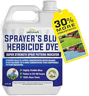 PetraTools Blue Herbicide Lawn Dye - Super Strength Concentrate 3X More Than Others, for Herbicides, Fertilizer & Weed Killer - Blue Mark Spray Indicator for Home and Commercial Sprayer Use (32 oz)