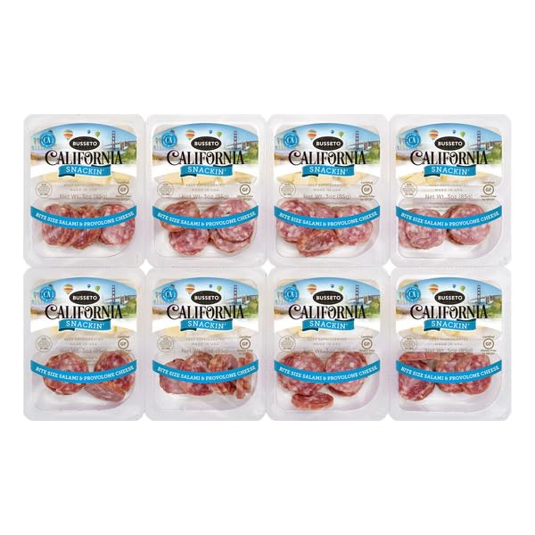 Busseto California Snackin' Bite Size Salami & Provolone Cheese, 8-count ; 3 oz. packs; Certified...