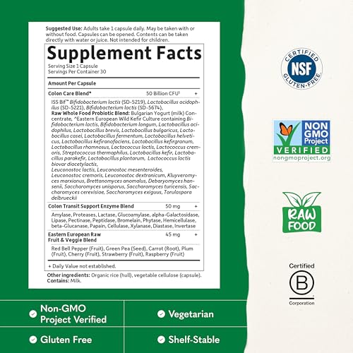 Image of Garden Of Life, Probiotics Raw Colon Care 50 Billion Shelf Stable, 30 Count