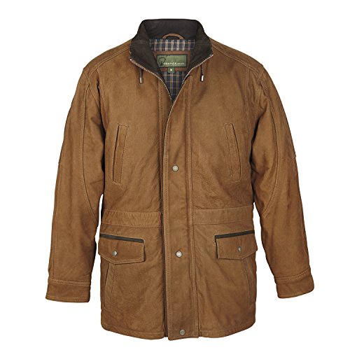 HIDEPARK Walker: Męski brązowy skórzany płaszcz, 2XL, jasnobrązowy, @@, XXL
