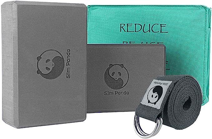 Slim Panda Yoga Blocks Set of 2 & Strap